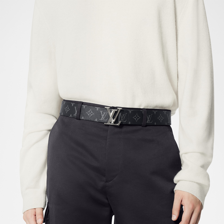 Sizing 路易威登 LOGO 經典花紋真皮腰帶 黑色 4公分 M0607V