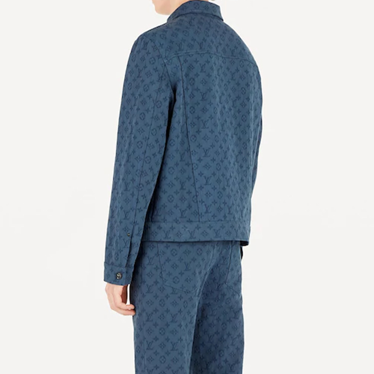 Sizing Louis Vuitton Jaket Denim Lengan Panjang Monogram Biru 1A5D86