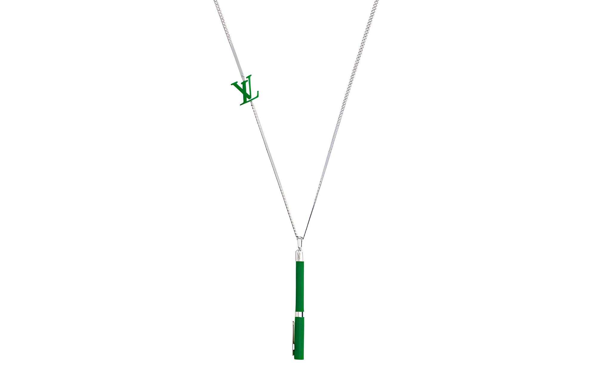 Louis Vuitton Monogram LV Marker Necklace Green Unisex Couple Sweater Chain. MP3145