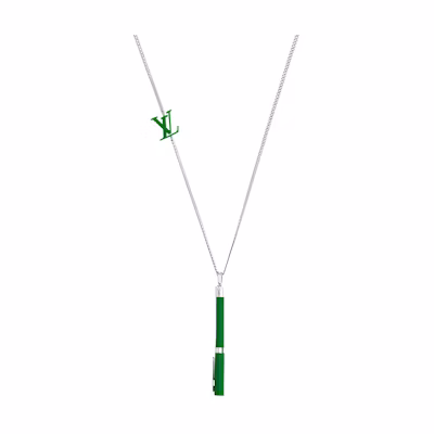 Louis Vuitton Monogram LV Marker Necklace Green Unisex Couple Sweater Chain. MP3145
