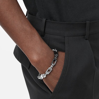 ルイ・ヴィトン モノグラム メタル ブレスレット ユニセックス シルバー/ブラック M00687 Sizing ルイ・ヴィトン モノグラム メタル ブレスレット ユニセックス シルバー/ブラック M00687