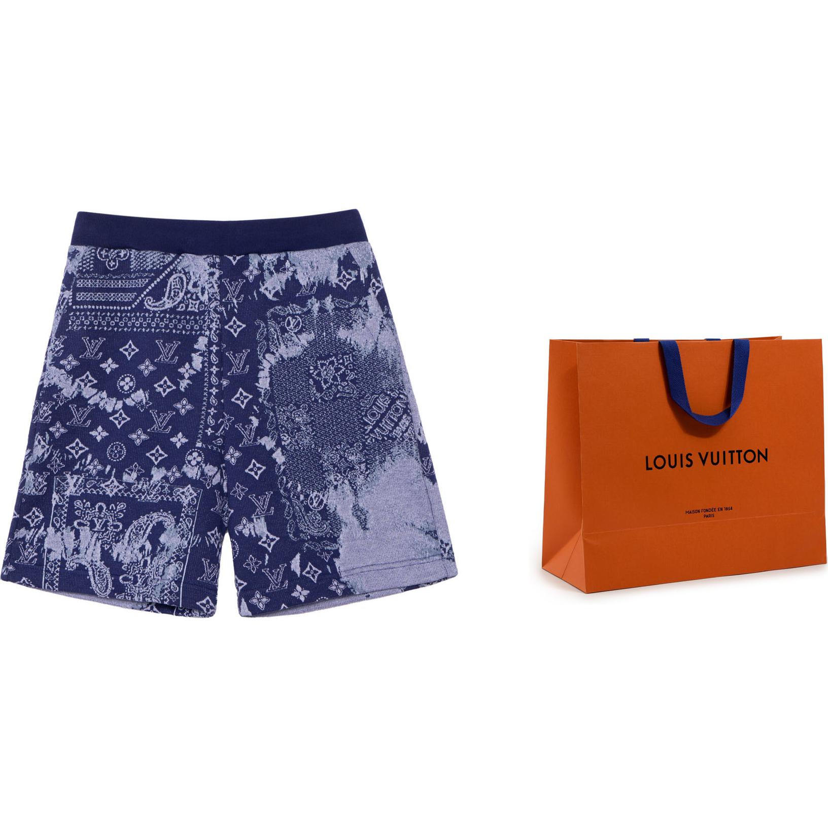 Shop LOUIS VUITTON Monogram Paisley Tie-Dye Loose Fit Shorts Men Blue 1AA5E8