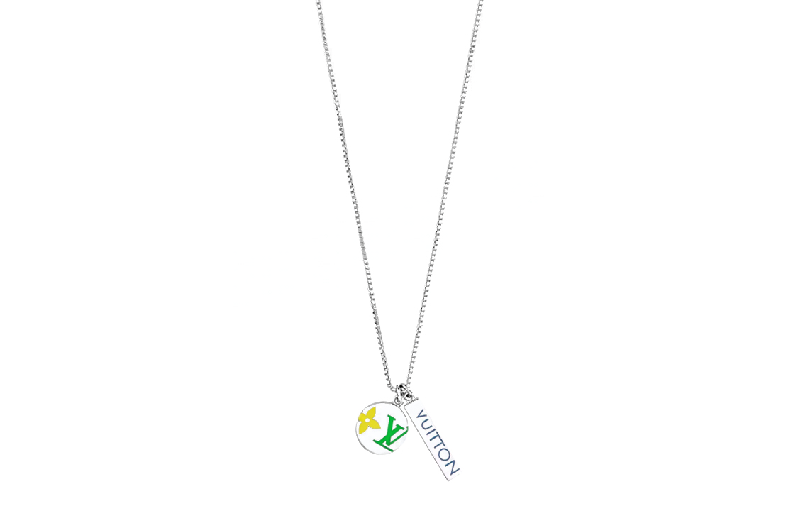 Louis Vuitton Monogram Play Silver Necklace with Floral Accents for Men. M01185 圖 2