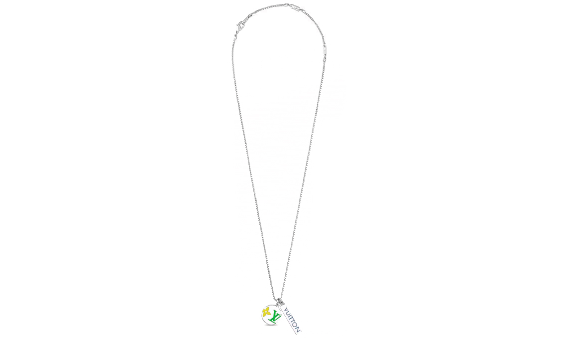 Louis Vuitton Monogram Play Silver Necklace with Floral Accents for Men. M01185 圖 3