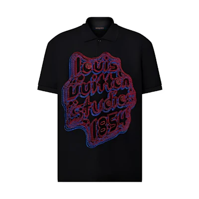 Louis Vuitton Monogram Print Casual Short Sleeve Polo Shirt Men Black. 1ABY01