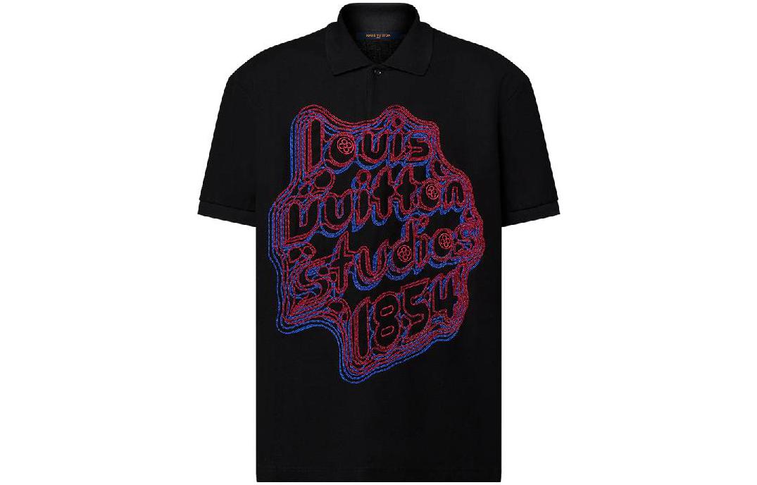 Order 路易威登男士黑色短袖休闲徽标印花POLO衫 1ABY01