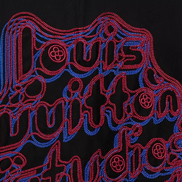 Shop 路易威登男士黑色短袖休闲徽标印花POLO衫 1ABY01