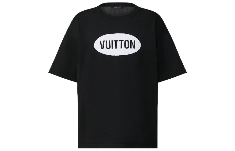 Louis Vuitton Monogram Print Crew Neck Short Sleeve T-Shirt  Black 1A9T5S
