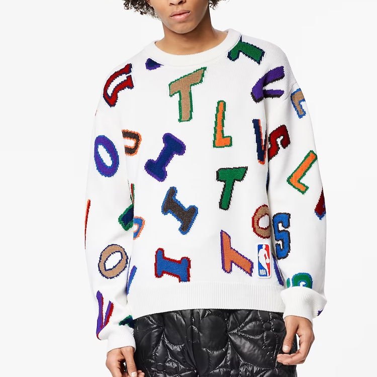 LOUIS VUITTON Monogram Print Crewneck Long Sleeve Sweater White . 1A8X0K 圖 4