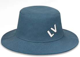 LOUIS VUITTON Monogram Print Polyester Bucket Hat Unisex Blue M77591 LOUIS VUITTON Monogram Print Polyester Bucket Hat Unisex Blue M77591