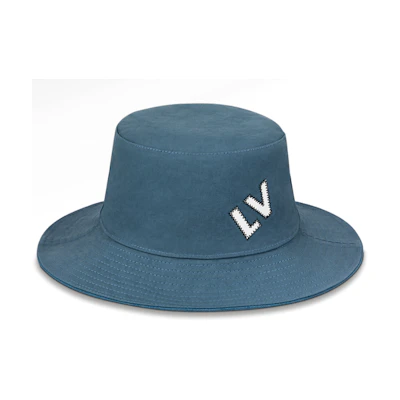 LOUIS VUITTON Monogram Print Polyester Bucket Hat Unisex Blue M77591