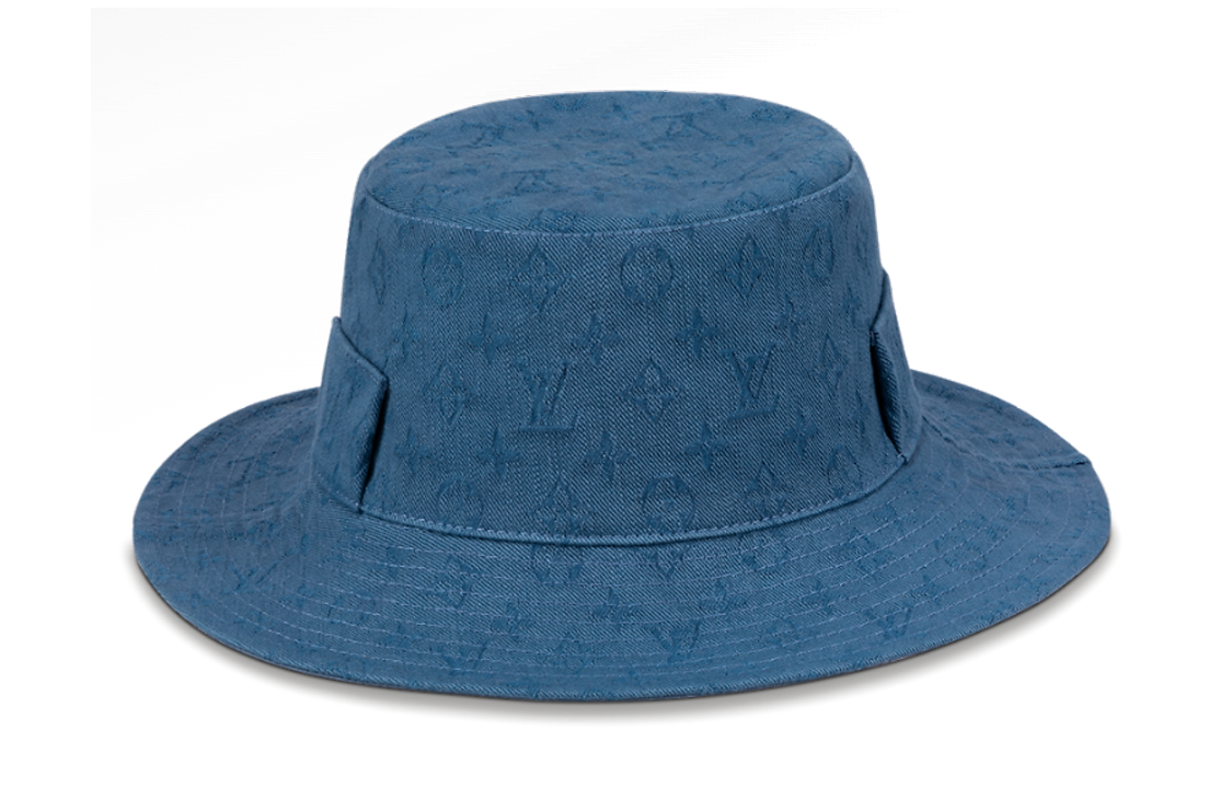 LOUIS VUITTON Monogram Print Polyester Bucket Hat Unisex Blue M77591 圖 3
