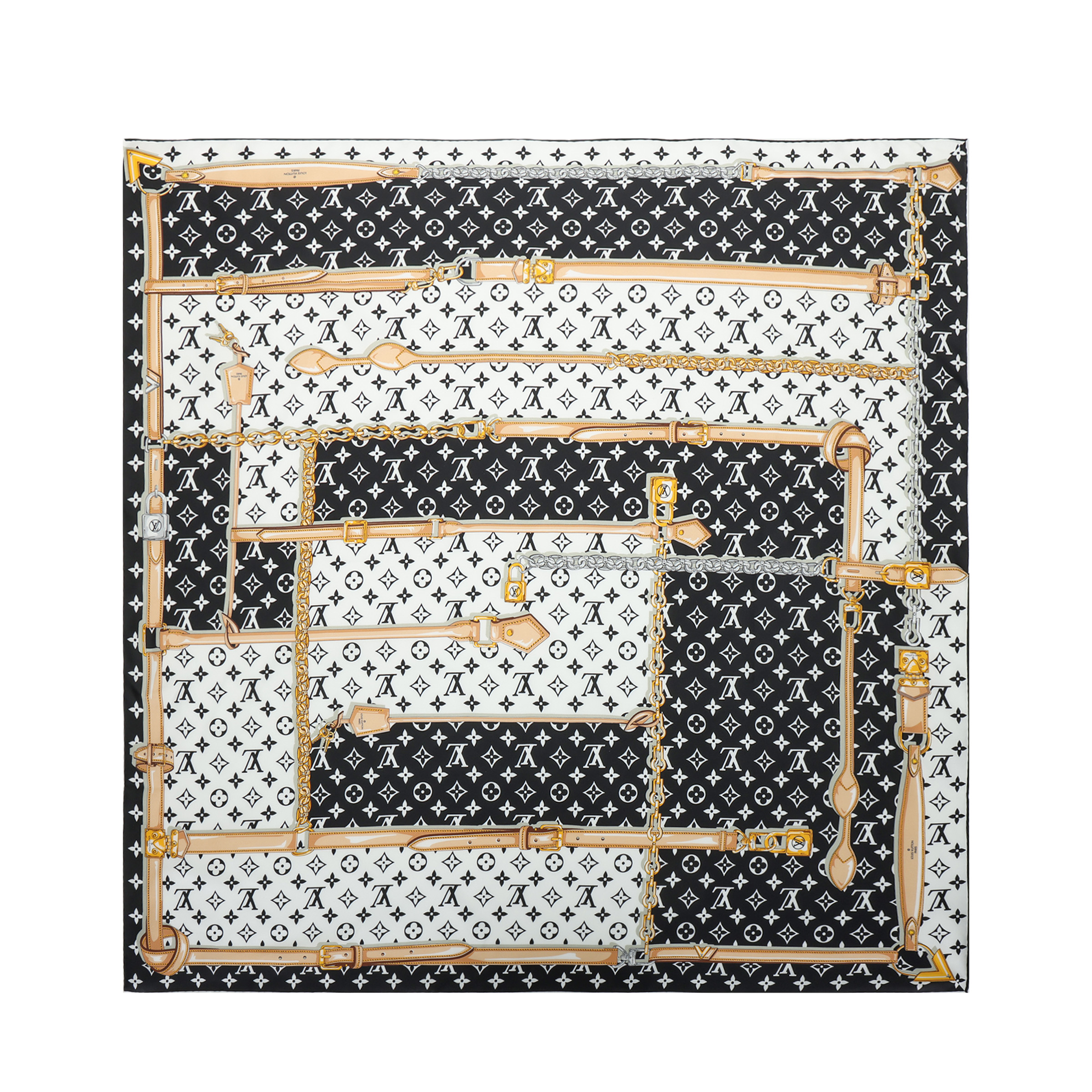 LOUIS VUITTON Monogram Print Scarf Unisex Couple's Black M78667