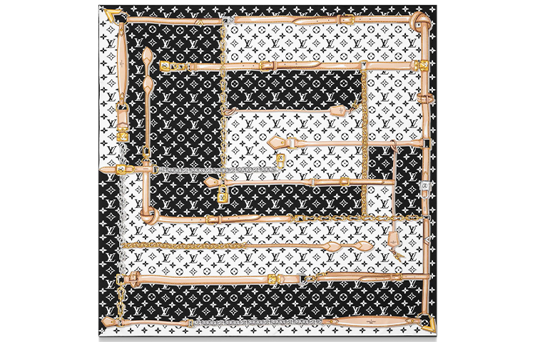 LOUIS VUITTON Monogram Print Scarf Unisex Couple's Black M78667 圖 2