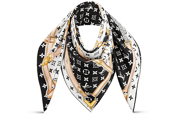 LOUIS VUITTON Monogram Print Scarf Unisex Couple's Black M78667 圖 3