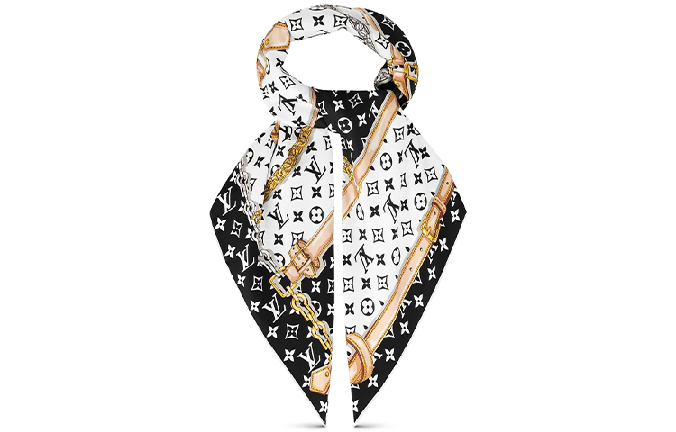 LOUIS VUITTON Monogram Print Scarf Unisex Couple's Black M78667 圖 4