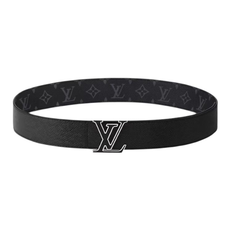 LOUIS VUITTON Monogram Printed Calf Leather Canvas Belt Black 4CM Width Men. M0157V 圖 2
