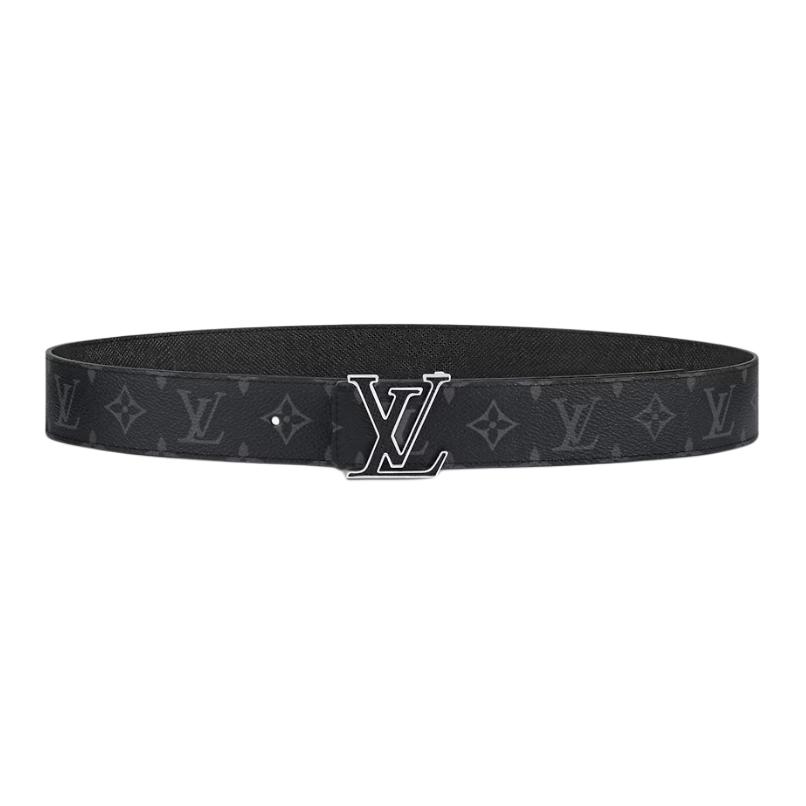 LOUIS VUITTON Monogram Printed Calf Leather Canvas Belt Black 4CM Width Men. M0157V 圖 3