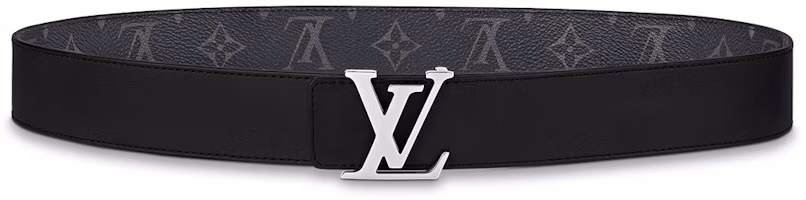 Shop 路易威登Monogram雙面皮帶灰色/黑色3.5cm M0450
