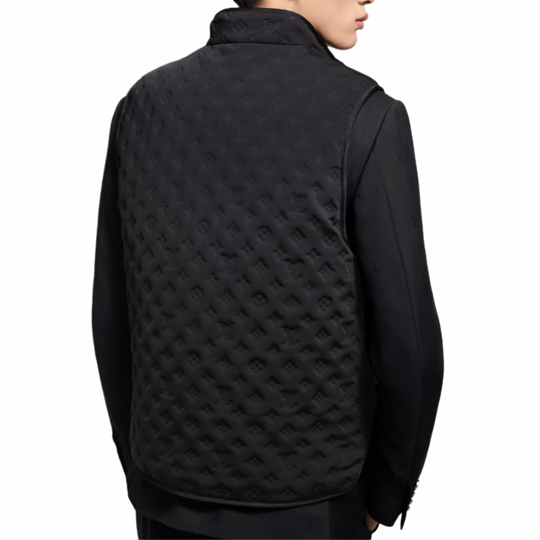 Shop 路易威登 Monogram 雙面羽絨無袖背心 黑色 1AGMSN