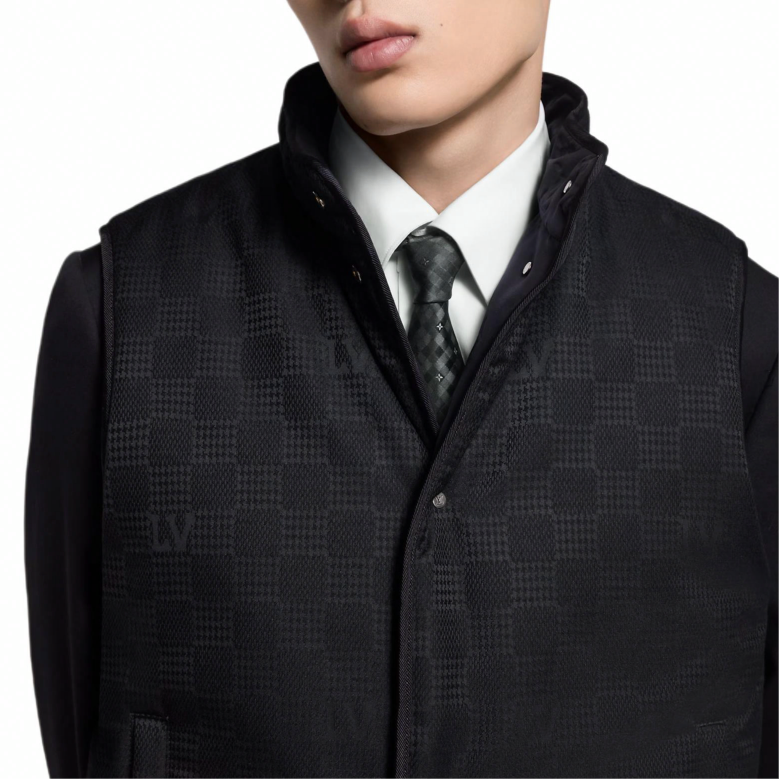 Purchase 路易威登 Monogram 可翻轉無袖羽絨背心 黑色 1AGMSM