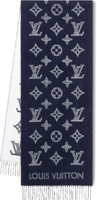 路易威登男士蓝色Monogram Shadow标志印花针织围巾。 m79186 Order 路易威登男士蓝色Monogram Shadow标志印花针织围巾。 m79186