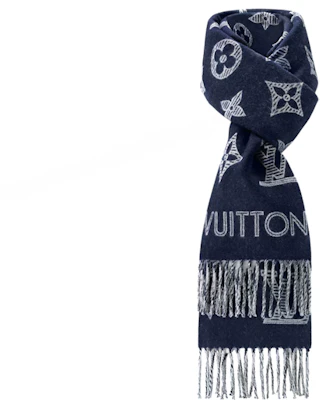 路易威登男士蓝色Monogram Shadow标志印花针织围巾。 m79186 Lookbook 路易威登男士蓝色Monogram Shadow标志印花针织围巾。 m79186