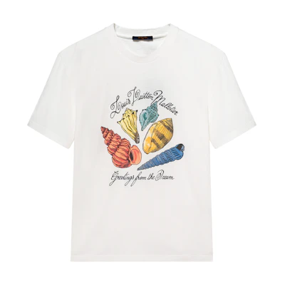 LOUIS VUITTON Monogram Shell Print White Crewneck Casual T-Shirt SS24 Men’s 1AFR48
