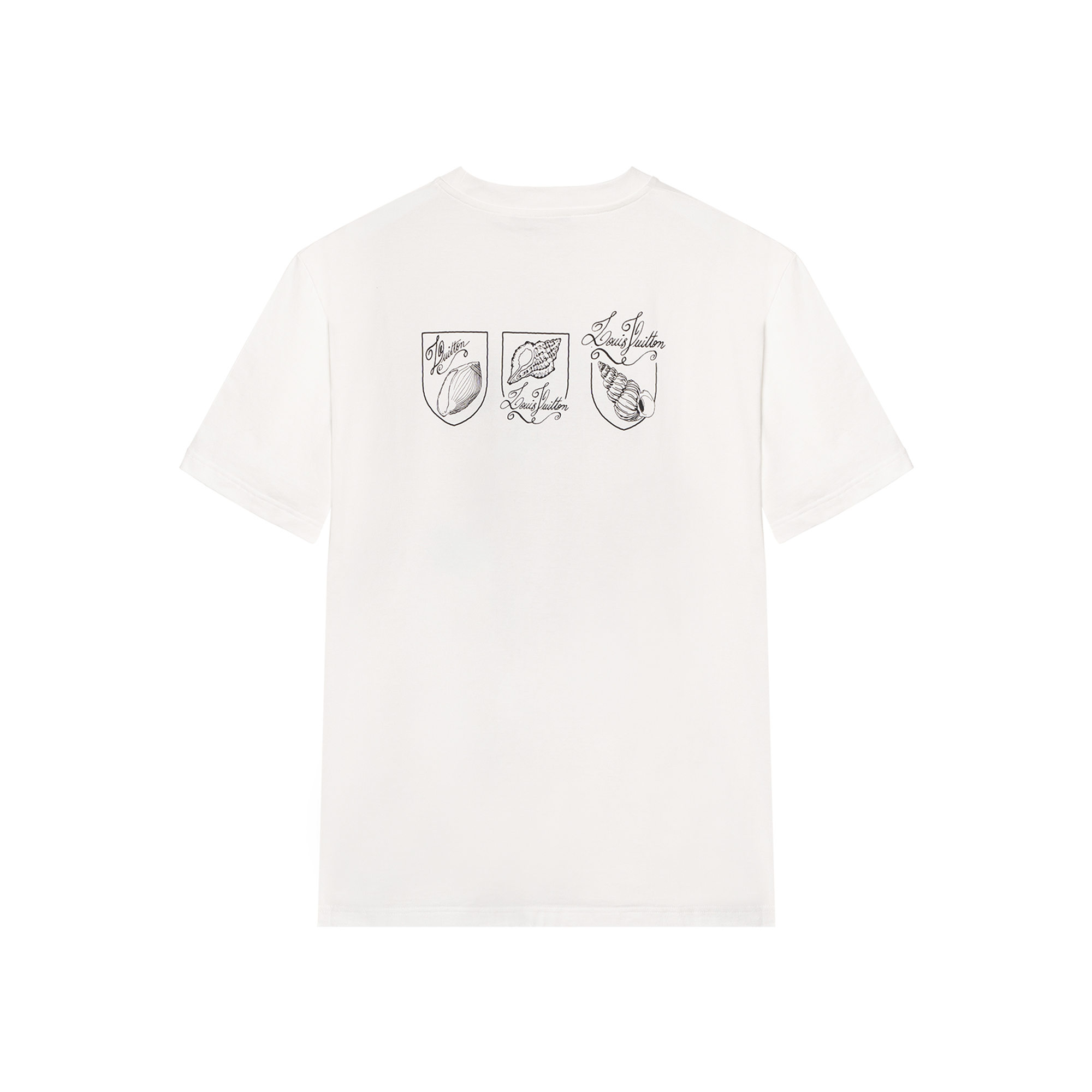 Lookbook LOUIS VUITTON Kaos Pria Monogram Cetak Kerang Putih Crewneck Santai SS24 1AFR48