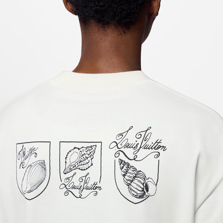 Purchase LOUIS VUITTON Kaos Pria Monogram Cetak Kerang Putih Crewneck Santai SS24 1AFR48
