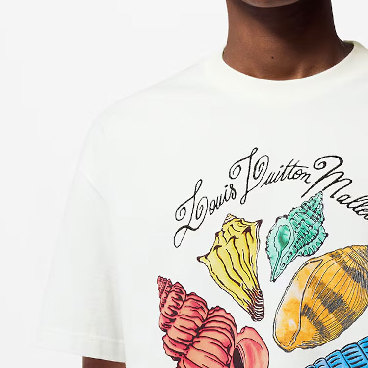 Details for LOUIS VUITTON Kaos Pria Monogram Cetak Kerang Putih Crewneck Santai SS24 1AFR48