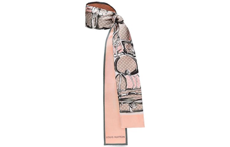 LOUIS VUITTON Monogram Silk Headband Unisex Couple Pink Sakura M73965 圖 3