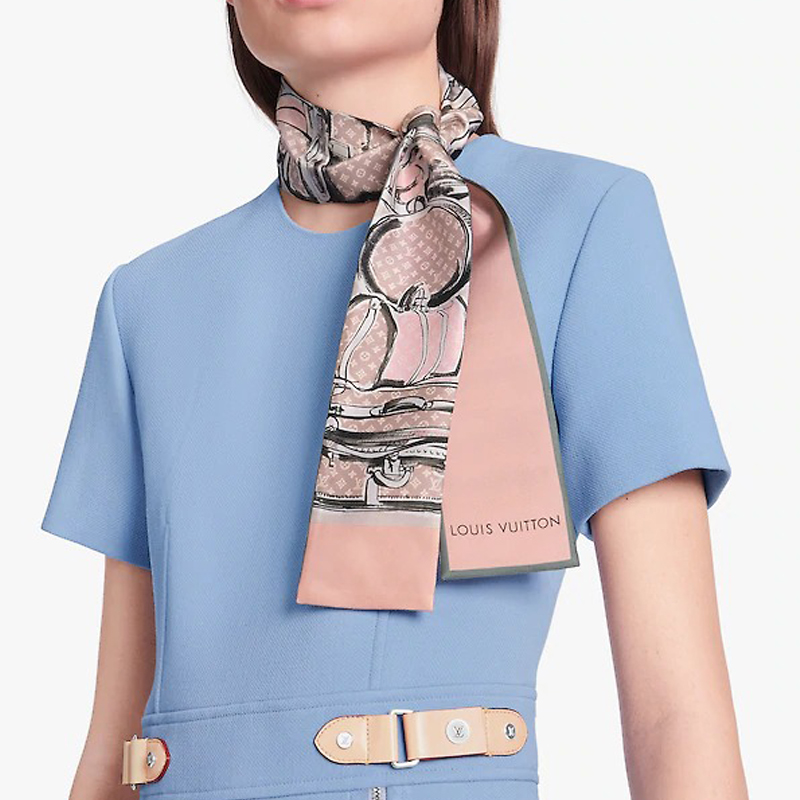 LOUIS VUITTON Monogram Silk Headband Unisex Couple Pink Sakura M73965 圖 4