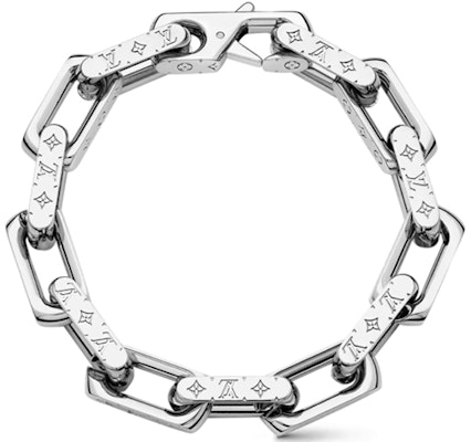 路易威登经典银色古巴链logo手链情侣款男女通用款式 M64224 Lookbook 路易威登经典银色古巴链logo手链情侣款男女通用款式 M64224