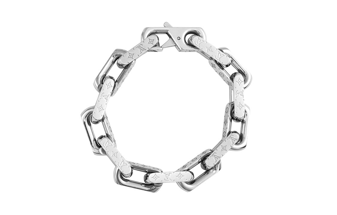 Shop 路易威登经典银色古巴链logo手链情侣款男女通用款式 M64224