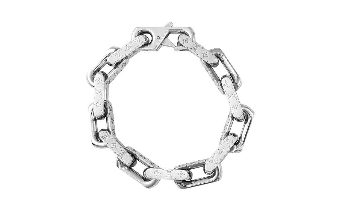 Purchase 路易威登经典银色古巴链logo手链情侣款男女通用款式 M64224