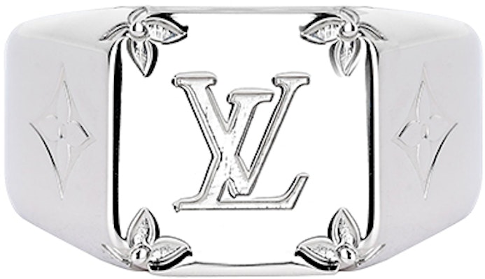 LOUIS VUITTON Monogram Silver Metal Ring for Men M62487+M62488 Buy LOUIS VUITTON Monogram Silver Metal Ring for Men M62487+M62488