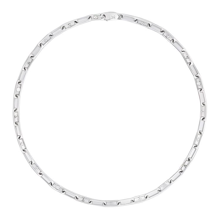 LOUIS VUITTON Monogram Sleek Stainless Steel Necklace Silver for Men M02488 圖 2
