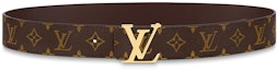 Buy LOUIS VUITTON 經典花紋光滑扣環皮帶 棕色 4cm寬 M0323