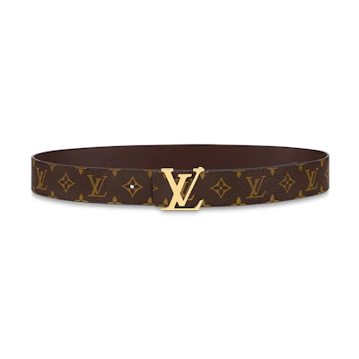 LOUIS VUITTON Monogram Smooth Buckle Leather Belt Brown 4cm Wide M0323