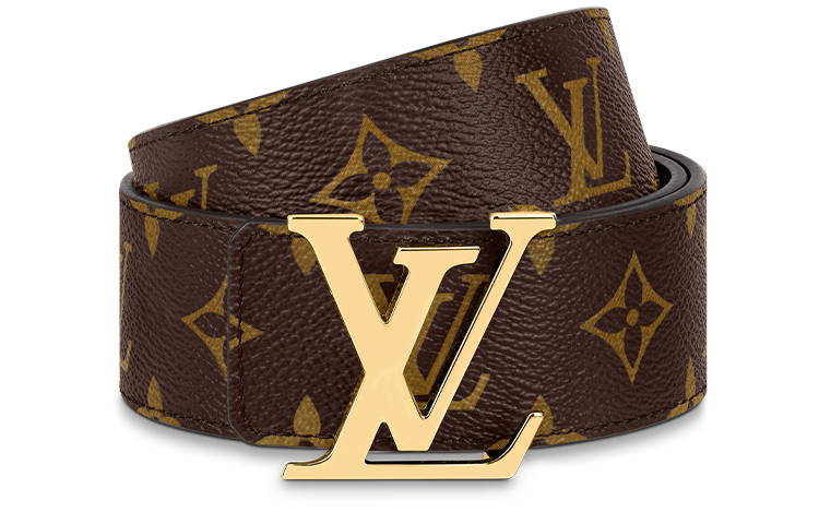 Lookbook LOUIS VUITTON 經典花紋光滑扣環皮帶 棕色 4cm寬 M0323