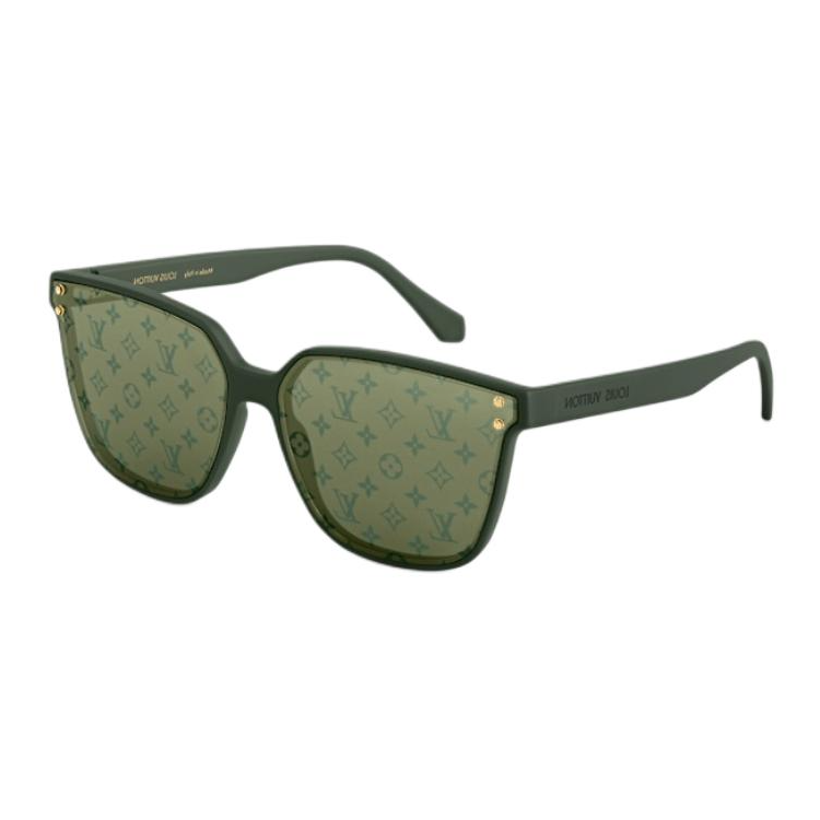 LOUIS VUITTON Monogram Square Sunglasses Green Unisex Couple Style z2973e