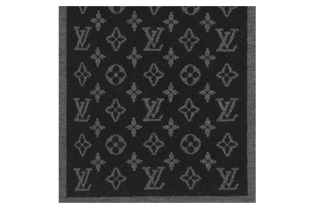 LOUIS VUITTON Monogram Striped Wool Scarf Mens Black M76819 圖 3