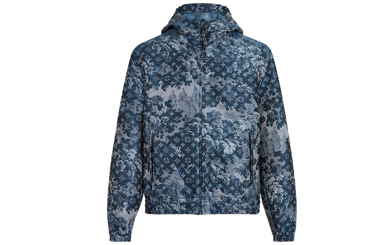 Louis Vuitton Monogram Tapestry Windbreaker Jacket Blue 1A8HIF