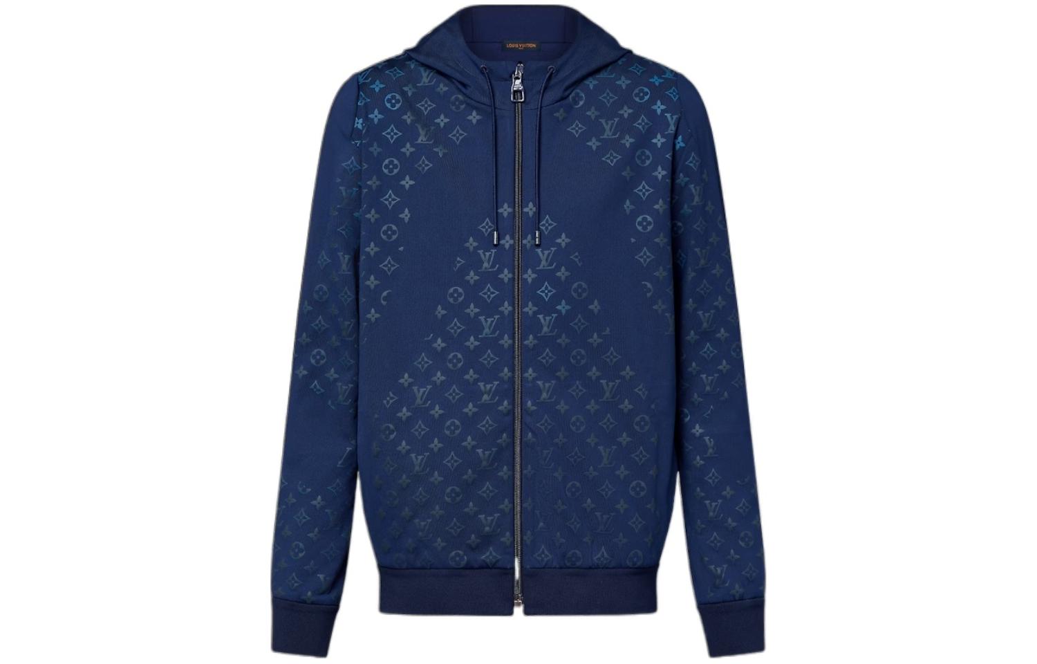 Louis Vuitton Monogram Technical Full-Zip Hoodie Jacket Blue Fashion 1AF365