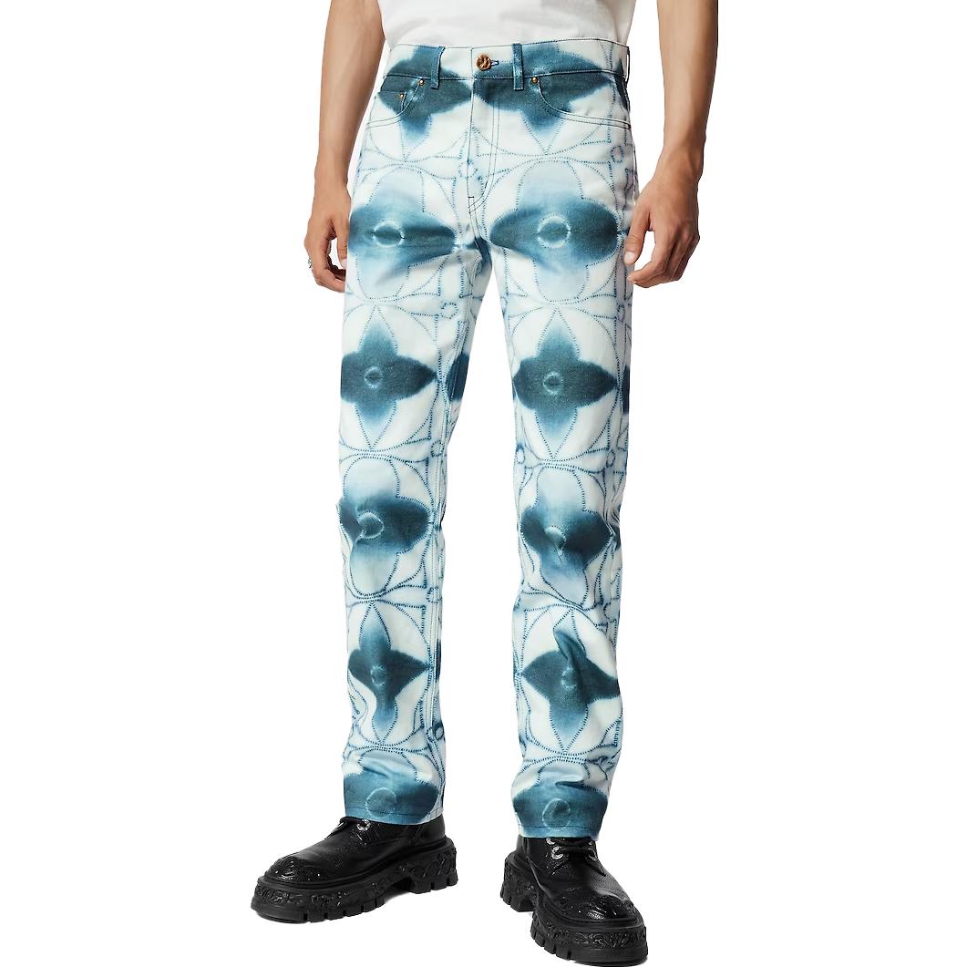 Purchase 路易威登Monogram漸層染印花休閒牛仔褲男款藍色 1AB5K6