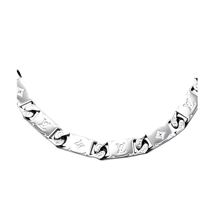 Purchase 루이비통 모노그램 큐반 체인 메탈 팔찌 실버 남성용. M0921M