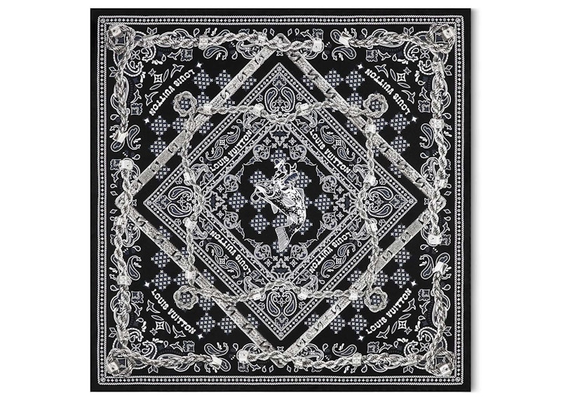 Louis Vuitton Monogram Tied Up Silk Bandana Black