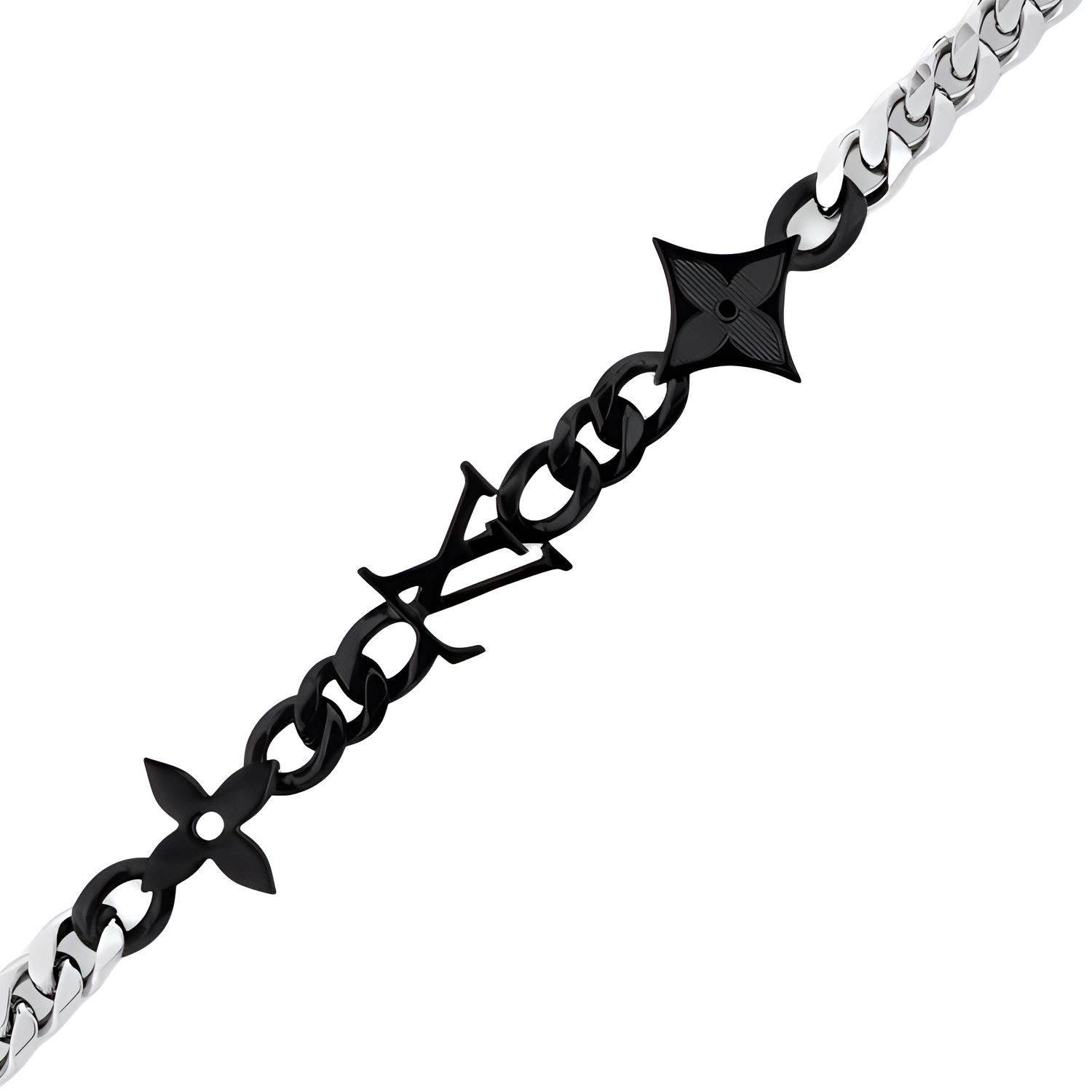 LOUIS VUITTON Monogram Two-Tone Metal Bracelet Black for Men. M1312A 圖 4