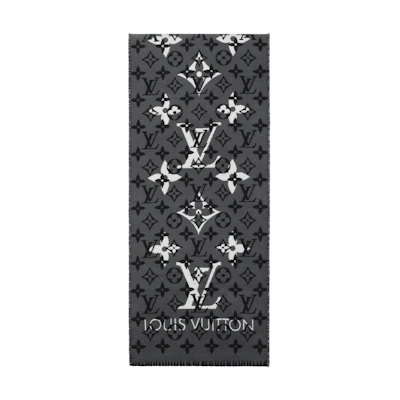LOUIS VUITTON Monogram Wool Scarf - Unisex Reversible Couple's Design M76377